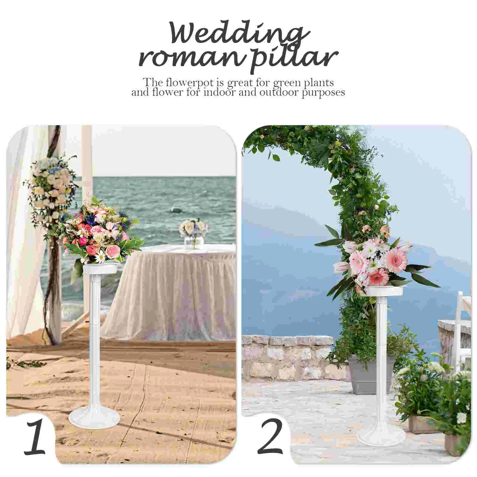 2 Pcs Wedding Flower Rack Floor Stand Floral Centerpiece Riser Roman Pillar Table Decor Artificial Column