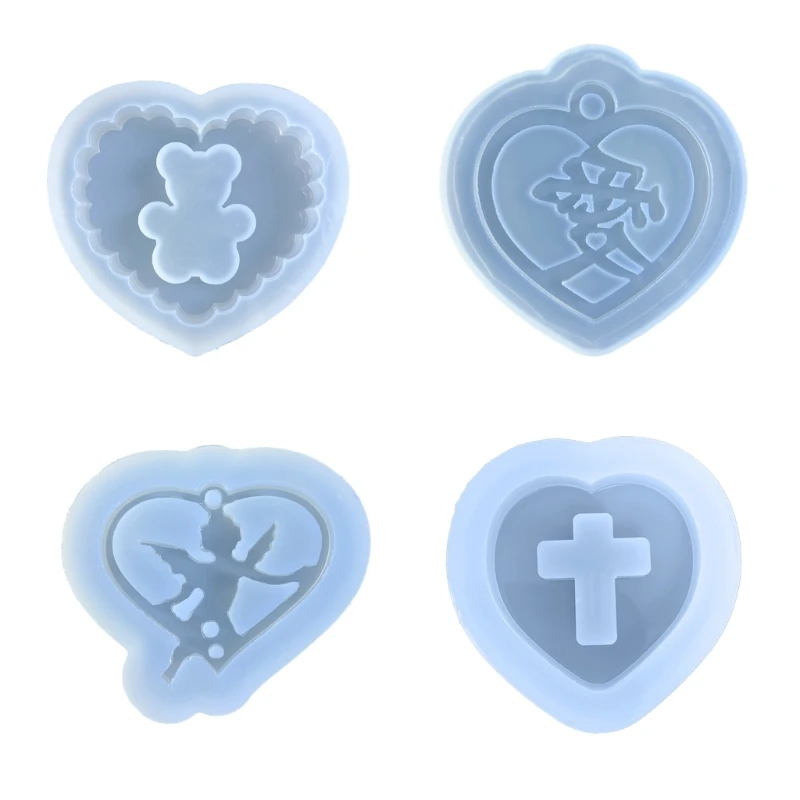 Silicone Keychain Moulds Pendant Molds Heart Shaped Hand-Making Jewelry Tools Keychain Decorations for Pendant Keychains