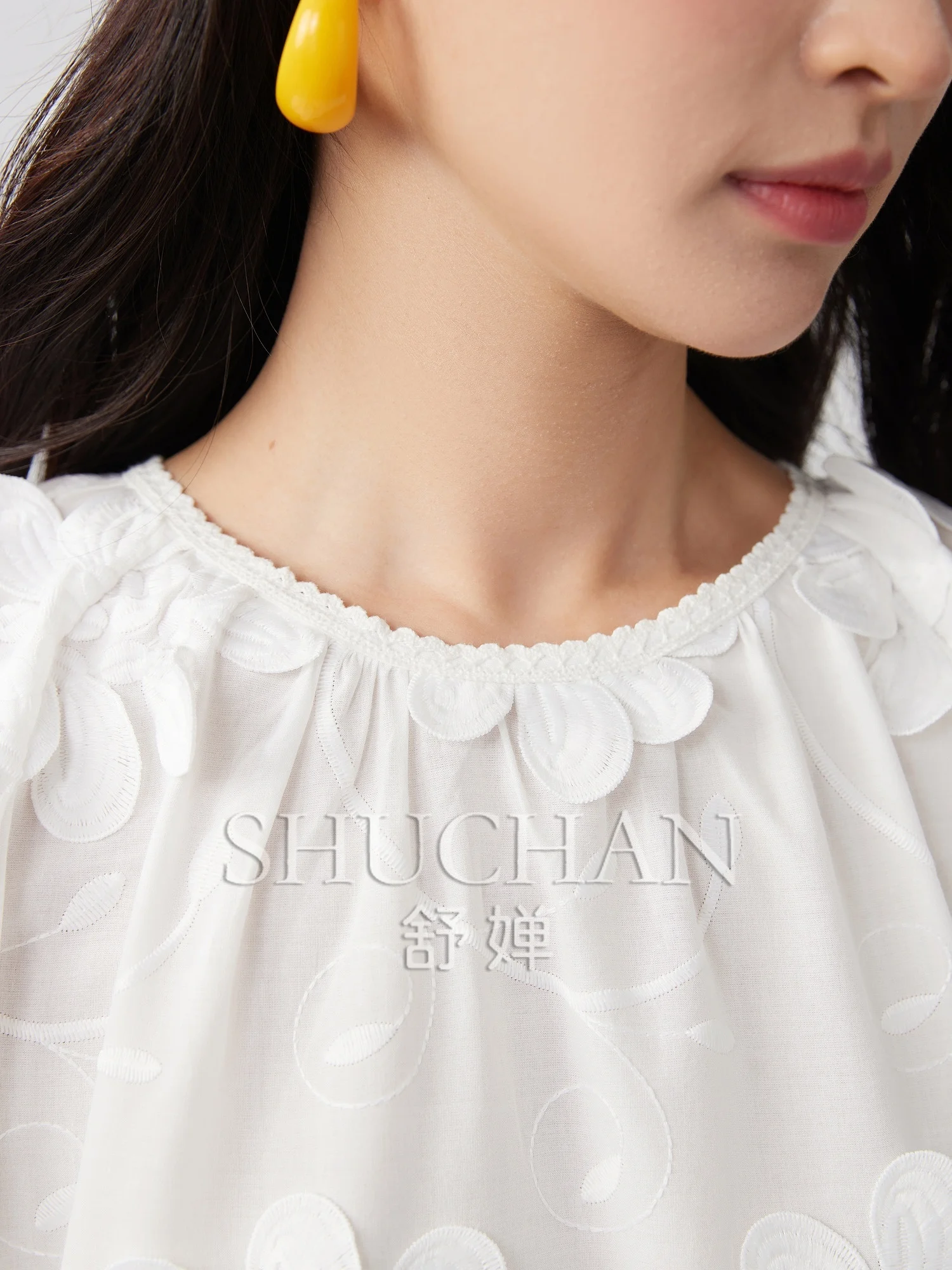 Good Quality Natural Cotton Lace Ribbon Three-dimensional Embroidered Flower blouse and Shirt Women
