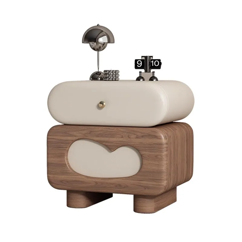 

Solid wood children's bedside table, creamy light luxury high-end modern bedroom side cabinet