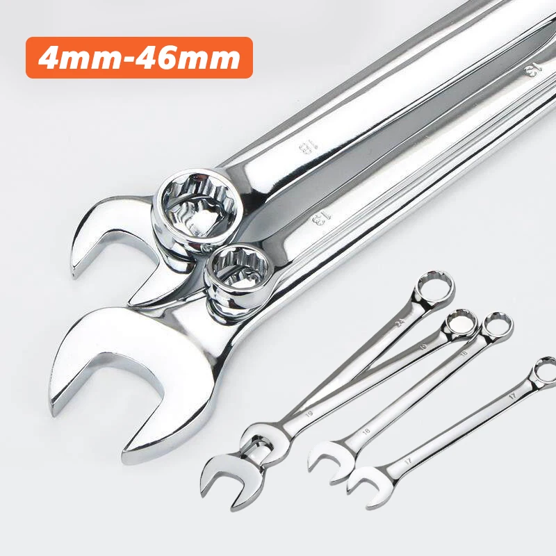 1pcs 4-46mm Double-head Dual-purpose Wrench Chromium-vanadium Steel Dual-purpose Wrench Open-end Wrench High-strength Box Wrench