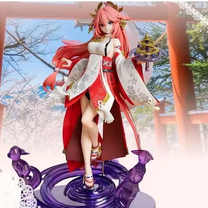 

24cm Genshin Impact Figure Awaken Mihoyo Yae Miko Figurine Anime Pvc Action Figure Toy Gk Game Statue Collection Model Doll Gift