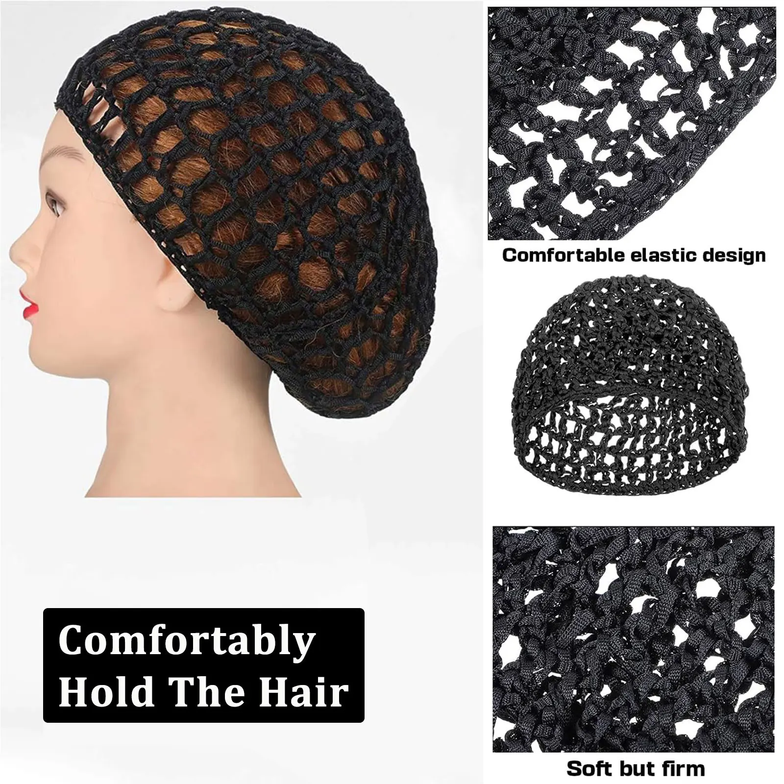 Colored Mesh Hair Nets For Sleeping Crochet Hair Net Sleeping Cap Long Curly Headwear Protector Mesh Chef Hats Bun Lifting Strap image 5