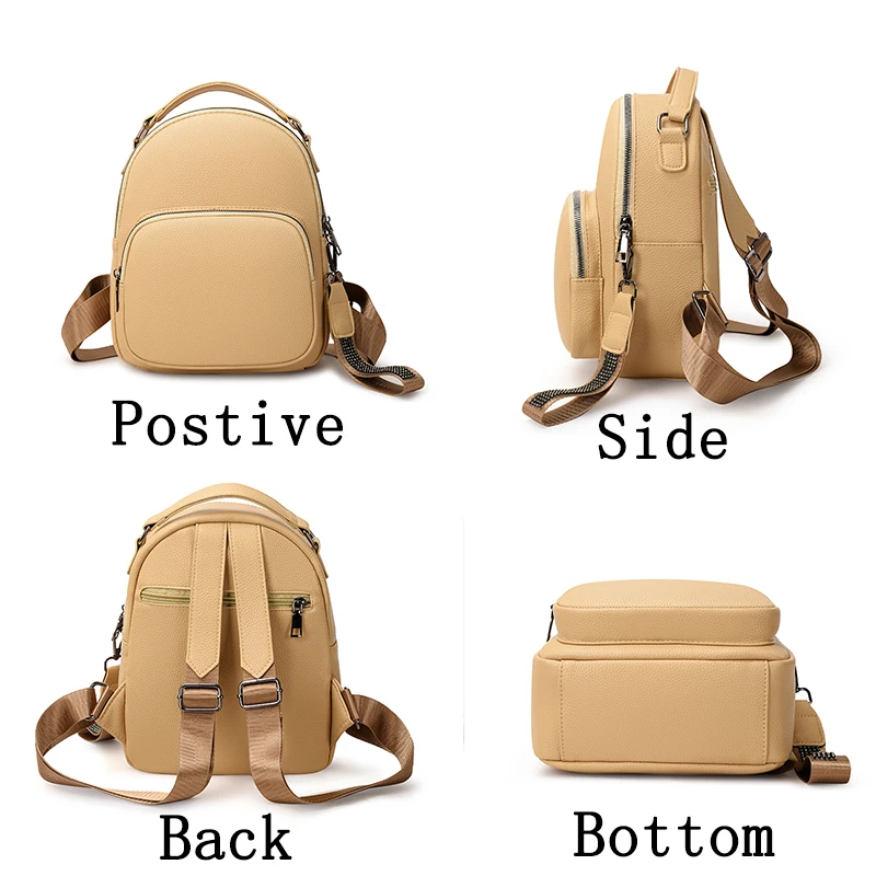 New Women\'s Fashion Bookpack Designer Lady\'s Three Layer Leisure Student School Bag High Quality PU Leather Backpack Sac A Main