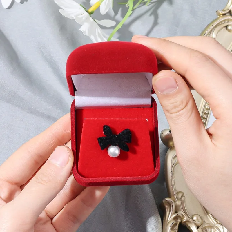 Valentine Day Gift Rings Display Holder Storage BoxEngagement Velvet Earring Ring Packaging Box Jewelry Organizer Lover Propose image 5