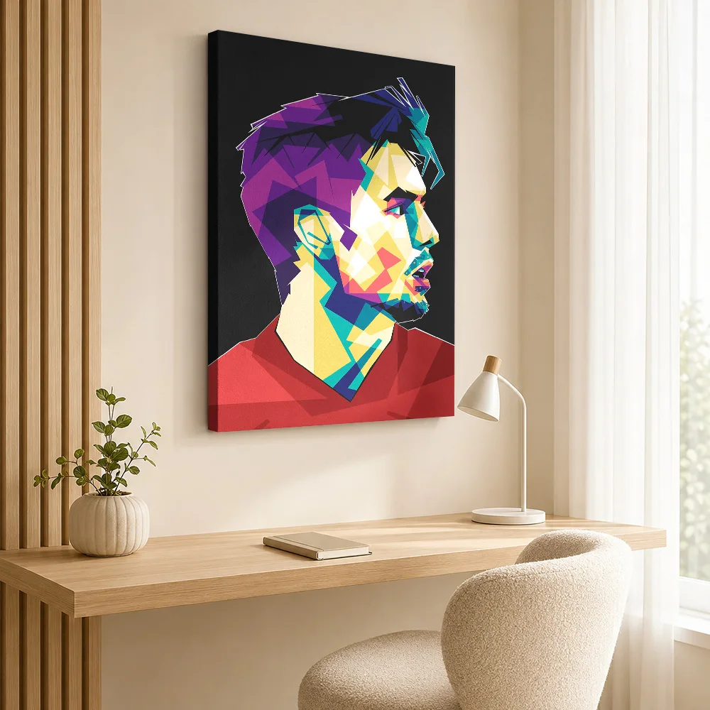 Brahim Diaz Football Player Canvas Print Customized Photo Multicolor Polygon Shapes Wall Art For Recreation Room Birthday Gift