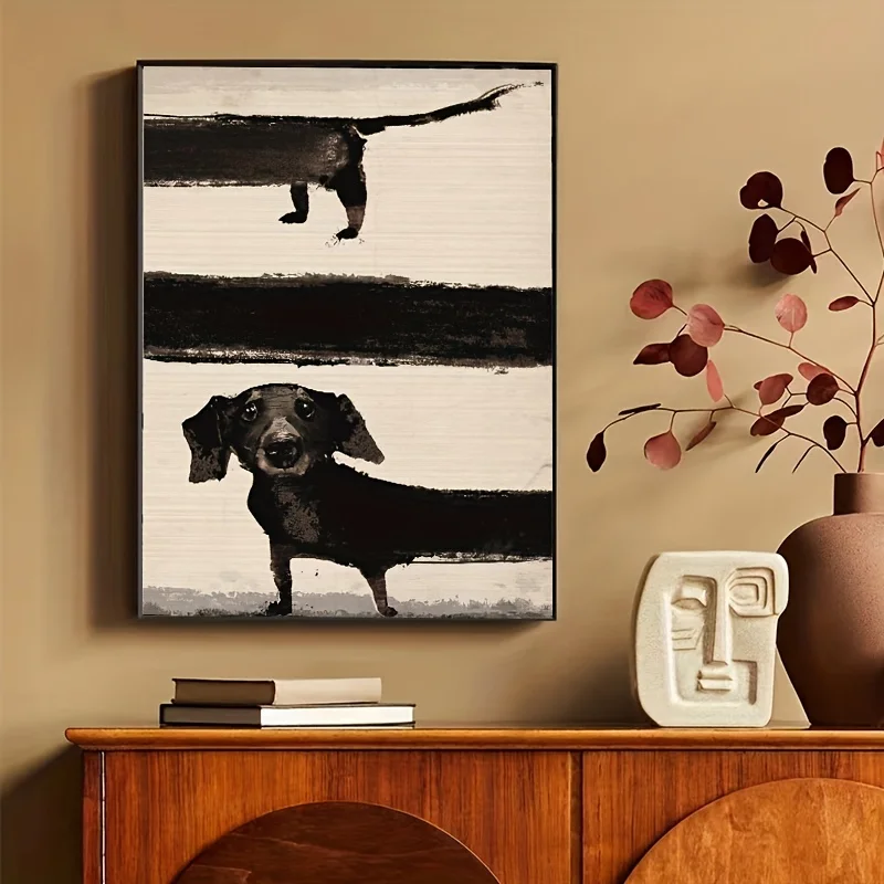 Modern Funny Animals Wall Art Poster Prints Abstract Black Dog Aesthetics Canvas Painting Picture for Living Room Home Decor