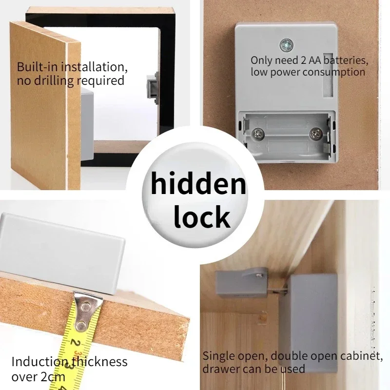 Invisible Door Lock Cabinet Locker Smart Electronic Furniture Wooden Door Locks EMID Card Unlock for Wardrobe Furniture Hardware