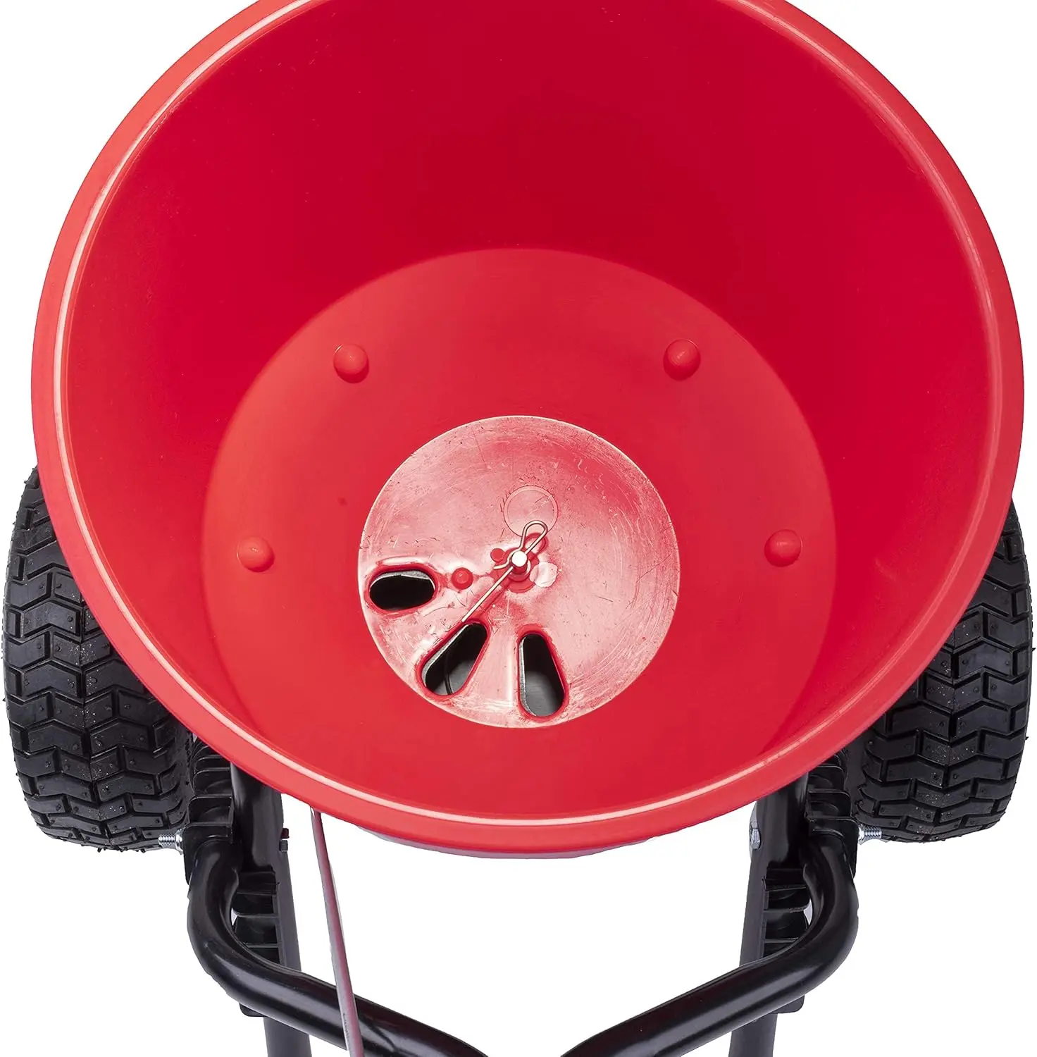 مفرشة الأسمدة 2600A-PLUS، سعة قادوس 40 رطل، أحمر، متين، إطارات هوائية لجميع التضاريس، بولي بروبيلين مقاوم للصدأ #6