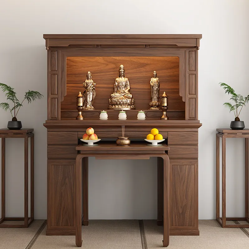 LMM Chinese Vertical Cabinet Buddhist Hall Guanyin God of Wealth Bodhisattva Offering Table God Cabinet