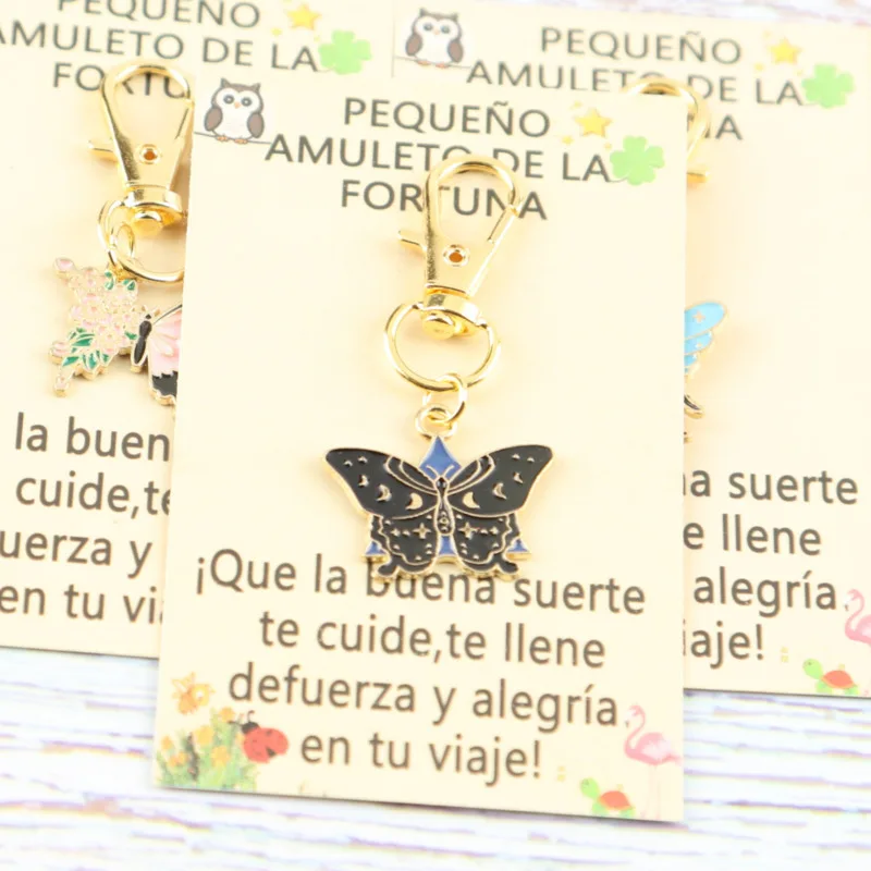 3pcs Interesting Animal Butterfly Series Keychain Set Comes with a small lucky charm card Actively support gifts A good luck gif