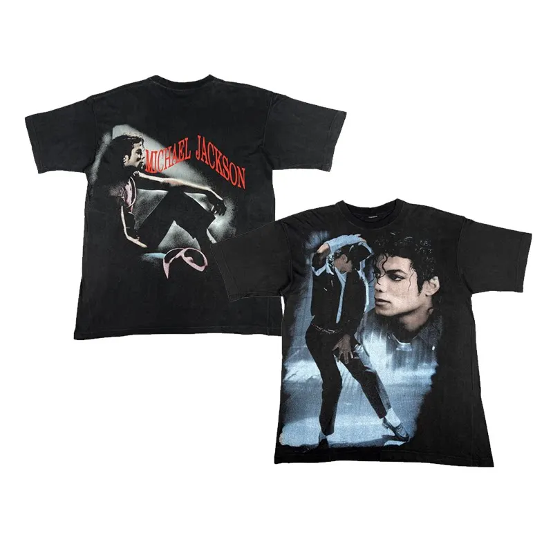 Y2k MICHAEL JACKSON The King of Art-Pop Michael Jackson Digital Print Short-sleeved T-shirt