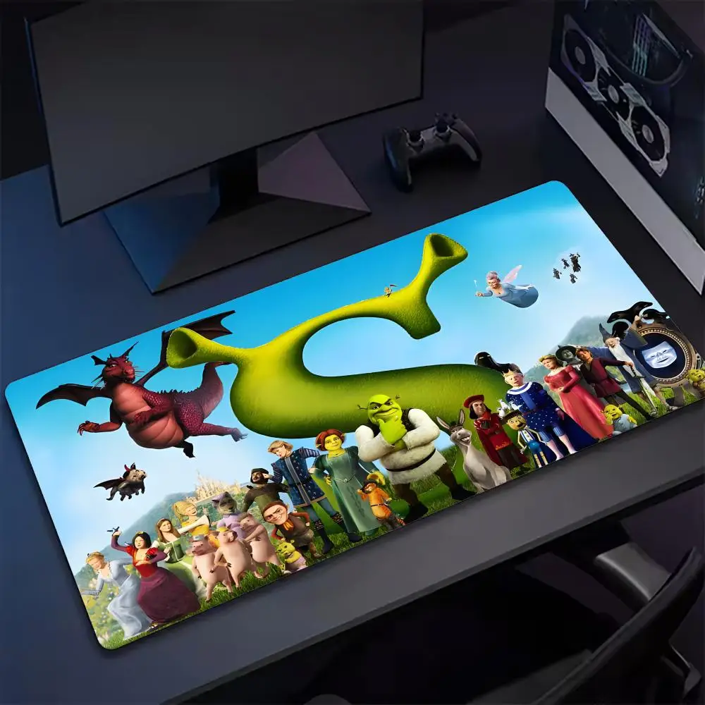 Cartoon Funny S-Shreks Mouse Pad Tapetes de Mesa Teclado, Borracha Kawai, Tapete de Mesa Antiderrapante, XXL90x40cm