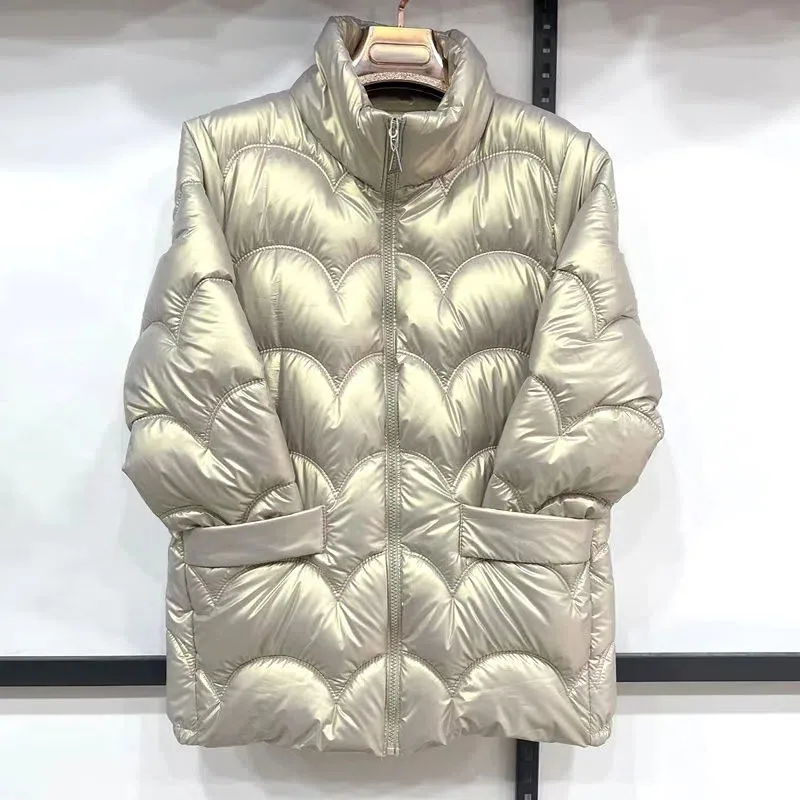 Glossy Bread Clothes Down Cotton Coat Female New Overcoat Wild Stand Collar Cotton Clothes Loose Winter Padded Jacket