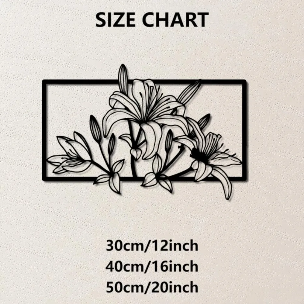 Lily Flower Metal Wall Art Elegant Floral Sculpture Modern Chic Design Indoor Home Garden Hanging Decor