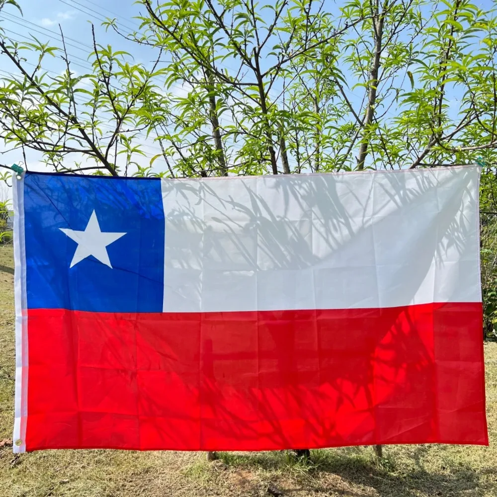 Chile Flag 150x90cm 3x5 FT Chilean National Flag Blue Square White Star Polyester Double Stitched Outdoor Indoor Decoration