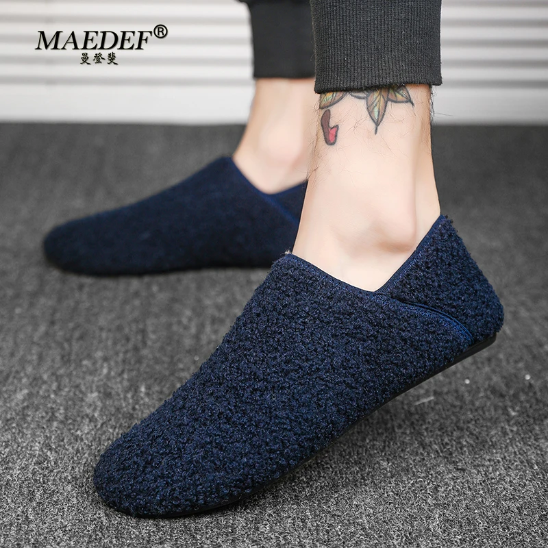 MAEDEF Winter Pluche Warme Heren Slippers Zachte Slides Indoor Slaapkamer Flats Thuis Antislip Schoenen voor Vrouwen in Winter Koppels Schoenen