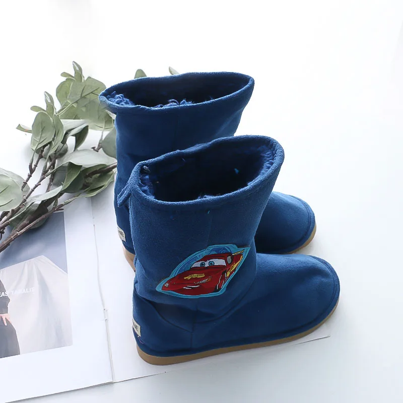 

Зимние хлопковые тапочки для маленьких мальчиков и девочек с принтом автомобилей Маккуин, детские высокие сапоги, домашняя теплая нескользящая обувь для младенцев
