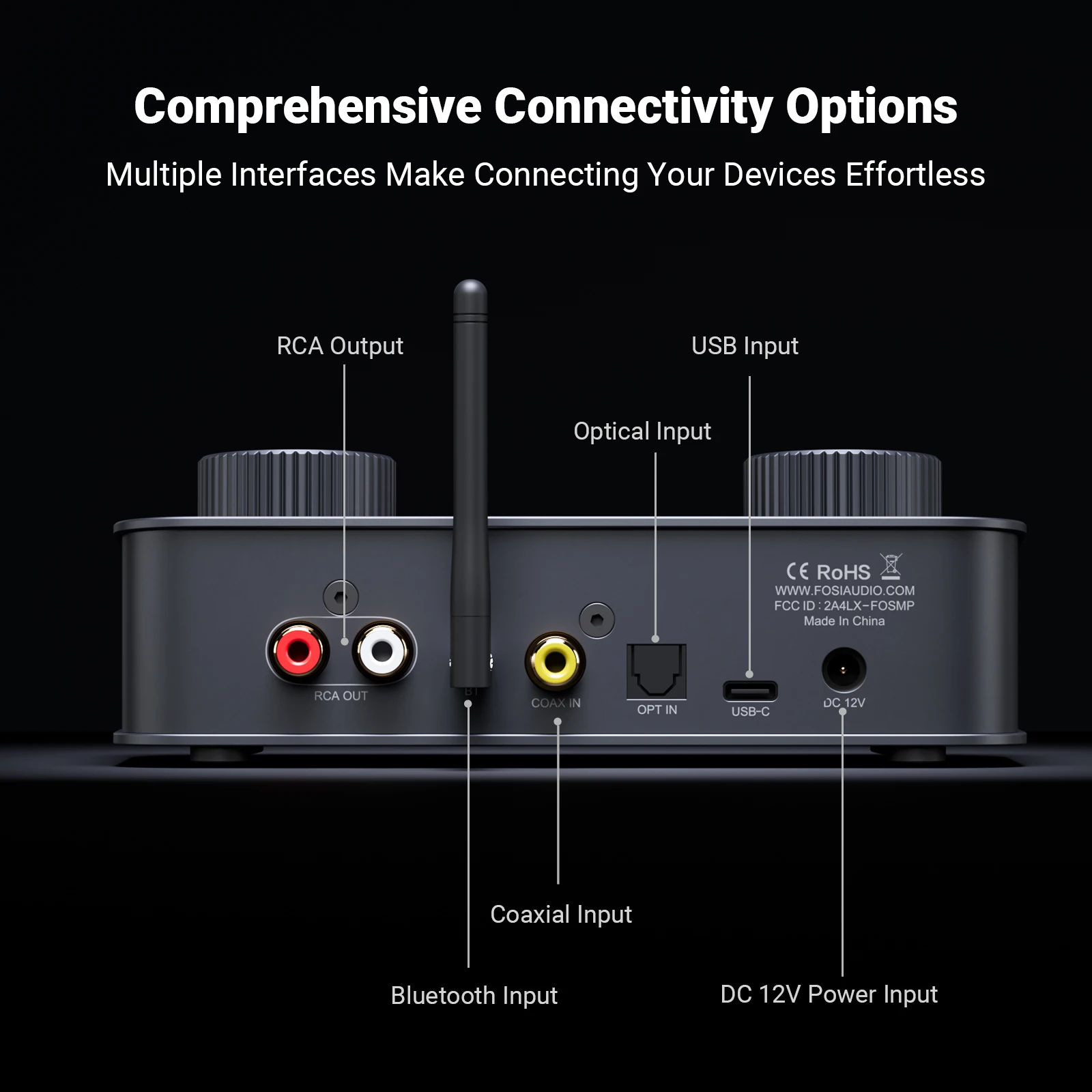 Fosi Audio K7 HiFi DAC ومضخم سماعة الرأس، شريحة AKM4493ESQ DAC، PCM 384 كيلو هرتز/32 بت وDSD256، مدخل ميكروفون USB Audio DAC للألعاب