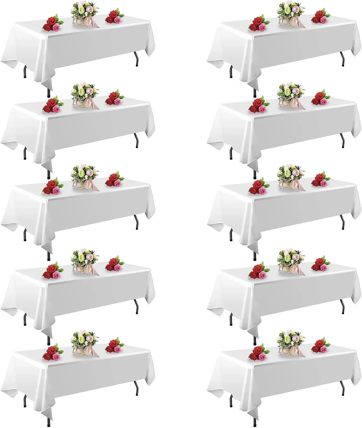 

10 Pack White Table Cloth Rectangle Table 60 x 102 Inch Tablecloths for 6 Foot Rectangle Tables. Stain and Winkle Resistant Polyester Washable White TableCloths for Parties Wedding Dining