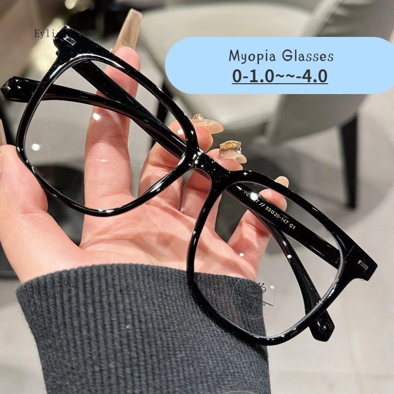 2024 New in Unisex Square Myopia Glasses for Men Women Eye Glasses Plain Glasses Nearsighted Eyewear Optical óculos -1.0 -2.0