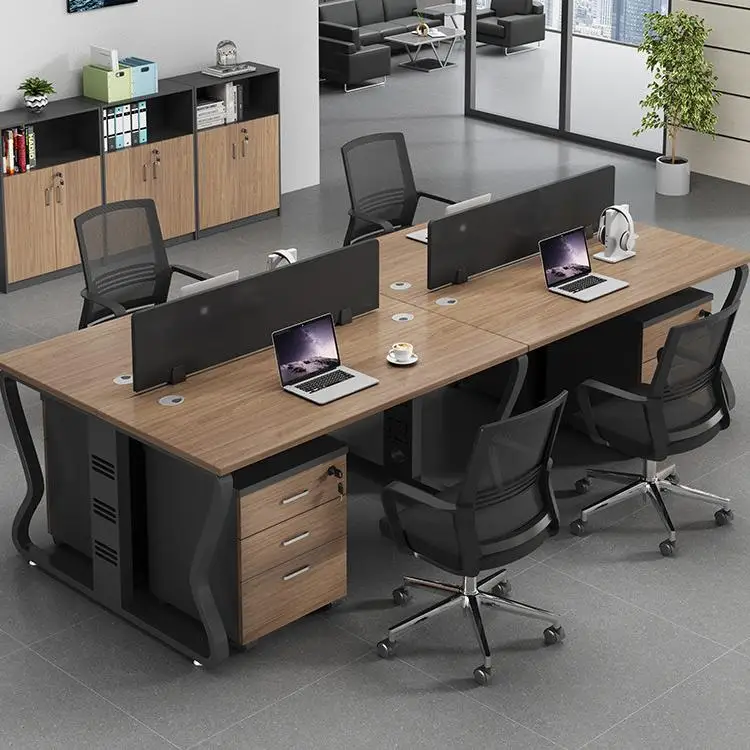 

Office Furniture Desk Industrial Style Staff Desk Simple Modern 4 Employee Furniture Workstation