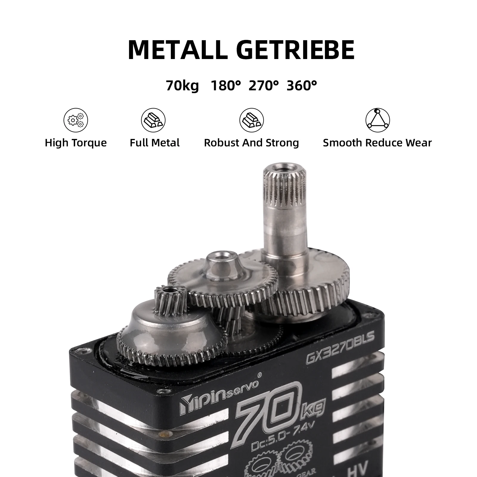 Servos numériques de 70kg, Induct magnétique à grand couple, moteur sans balais 8.4v, engrenage hélicoïdal en acier IP68 pour Robot de voiture RC à distance 1/8 1/10