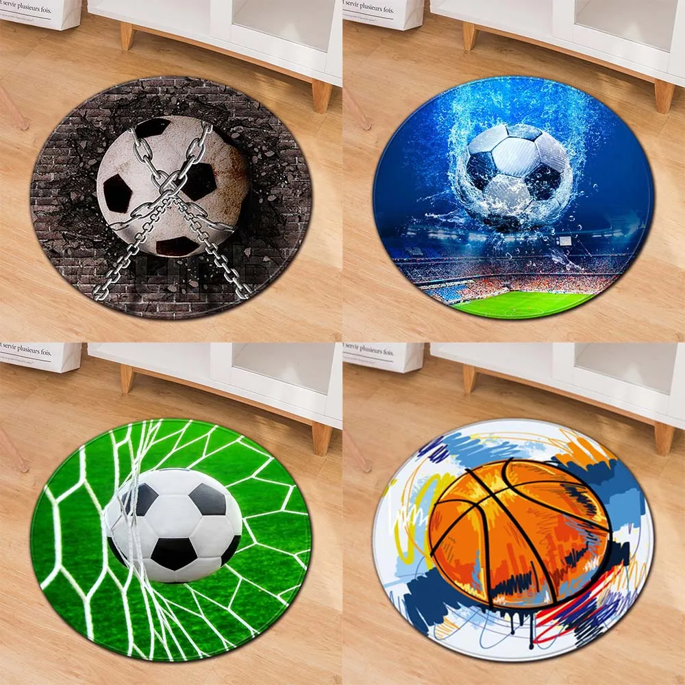 

Football basketball printed pattern circular carpet home living room sofa bed children's floor decoration