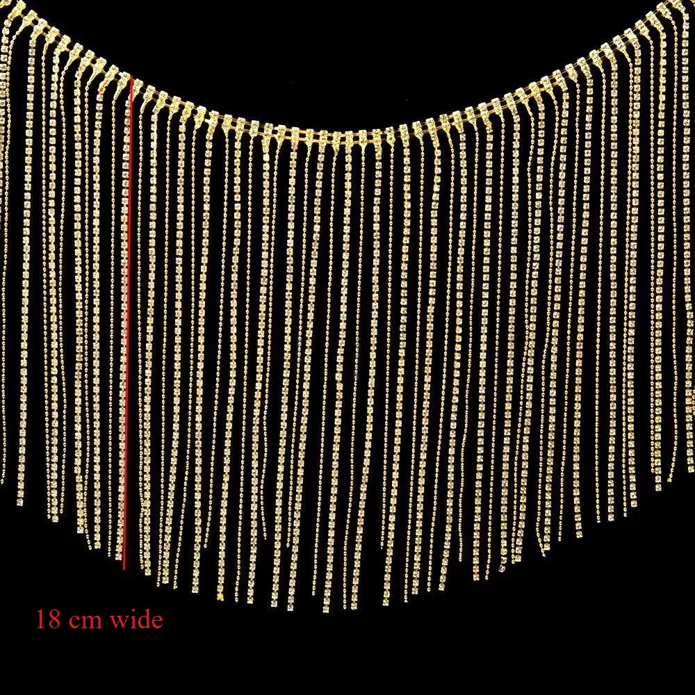 18CM التألق حجر الراين مطرز هامش سلسلة عبر الحدود الإكسسوارات #5