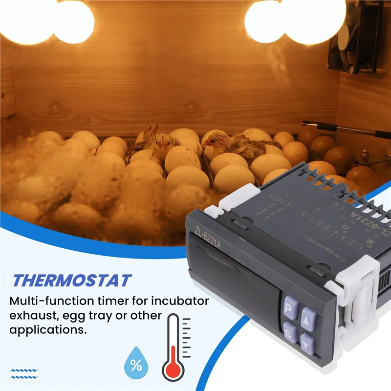 AY14 -LILYTECH ZL-6231A, Incubator Controller, Thermostat With Multifunctional Timer