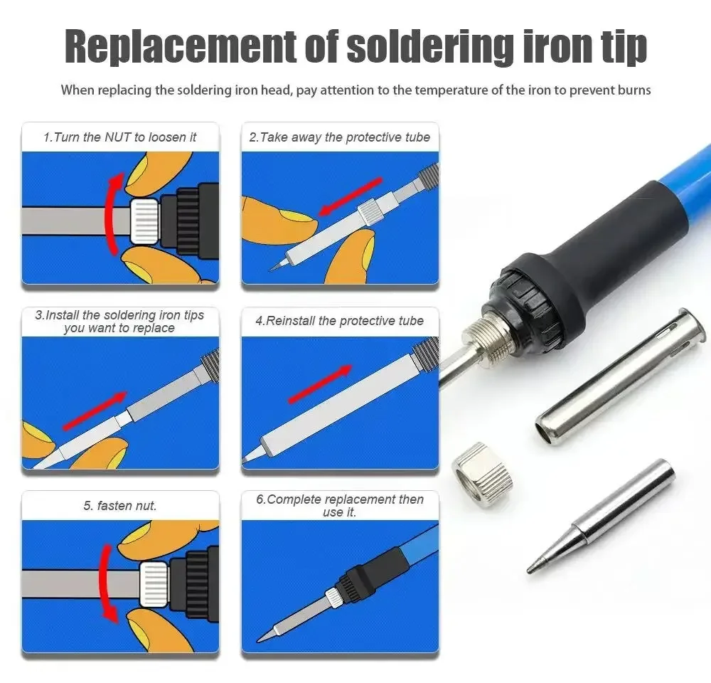 60W Soldering Iron Kit Adjustable Temperature Portable Soldering Iron Kit Welding Soldering Iron Mini Soldering Iron Repair Tool