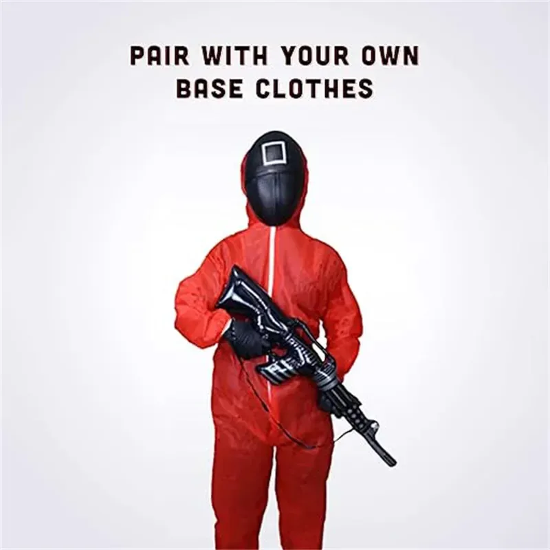 Calamari  Costume  2025 New Child Red Game Jumpsuit Cosplay Party Tracksuit Outfits Props Role Play Classic Korean Tv Belt