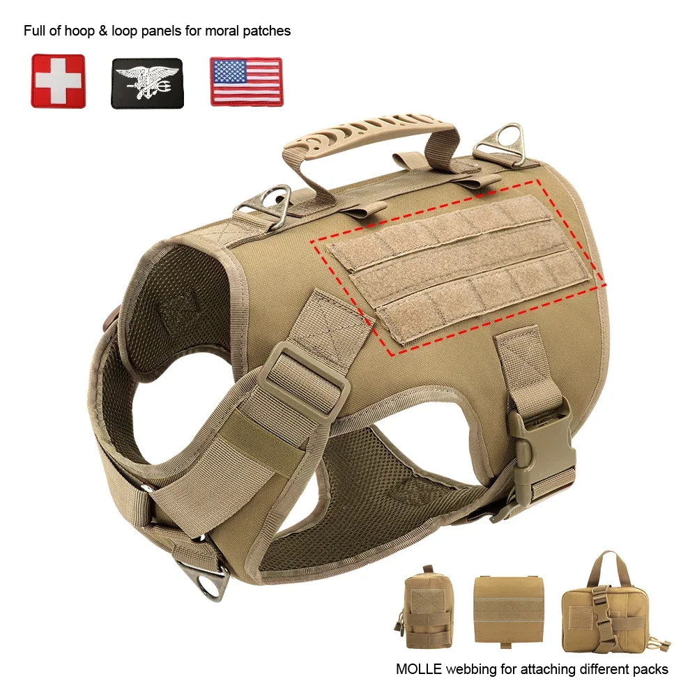 Tactical Dog Harness Pet Military Training Dog Vest German Shepherd Dog Harness Molle Vest For Medium Large Dogs Correa perro