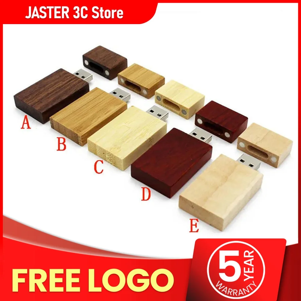 

JASTER Free Personalized Customization Wooden Flash Drive Pendrive 4GB 8GB 16GB 32GB 64GB 128GB USB 2.0 Wedding Gift