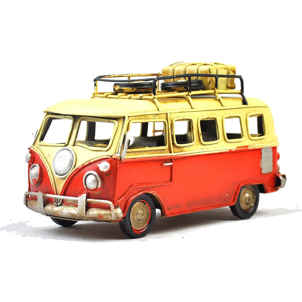 

Retro Mini Bus Model Gift Ornaments Coffee Shop Bar Decoration Crafts Living Room Study Gift Collection(Red)