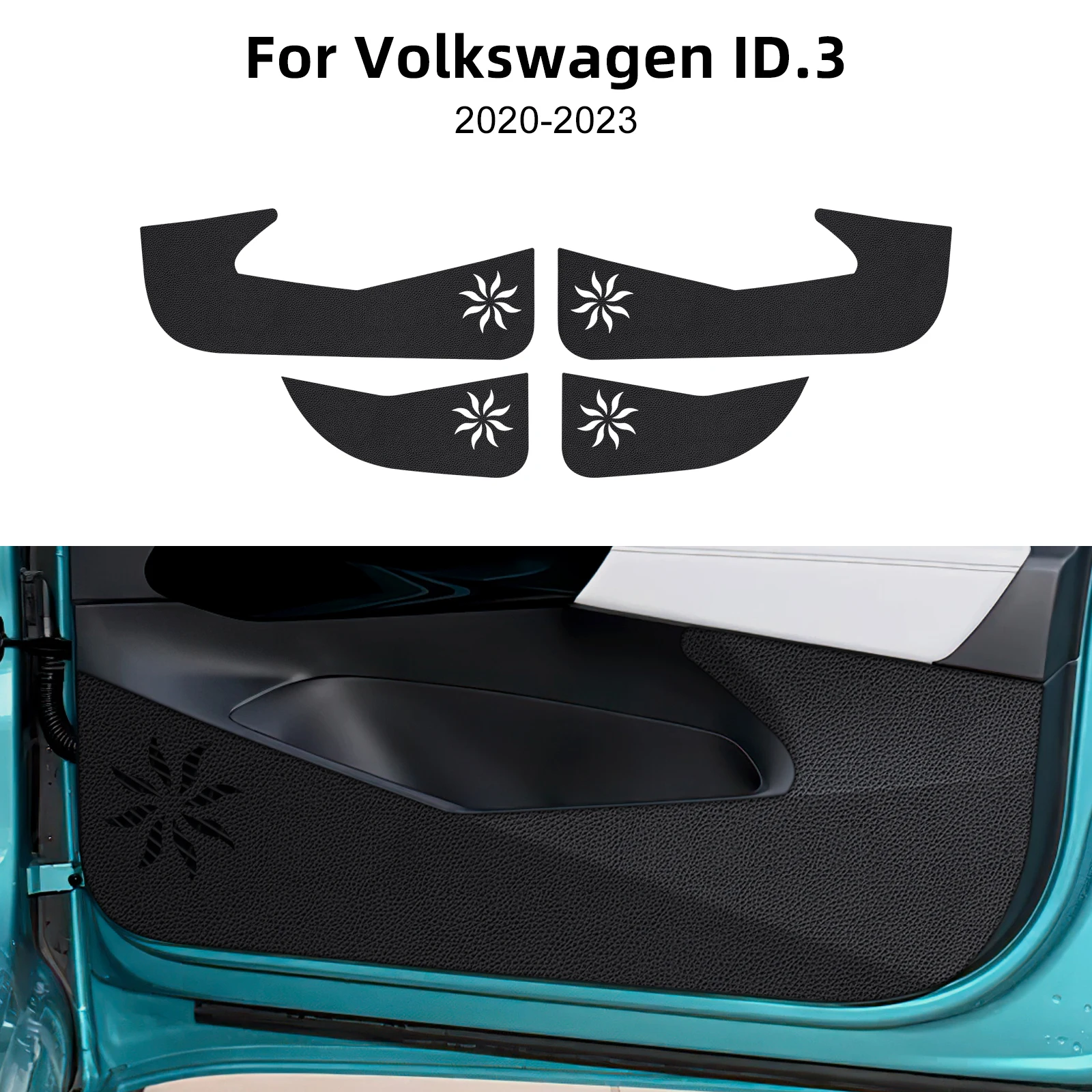 

Door Anti-kick Pad For for Volkswagen VW ID.3 ID3 2023 2022 2021 2020 LHD RHD Car Leather Carbon Mat Interior Trim Accessories