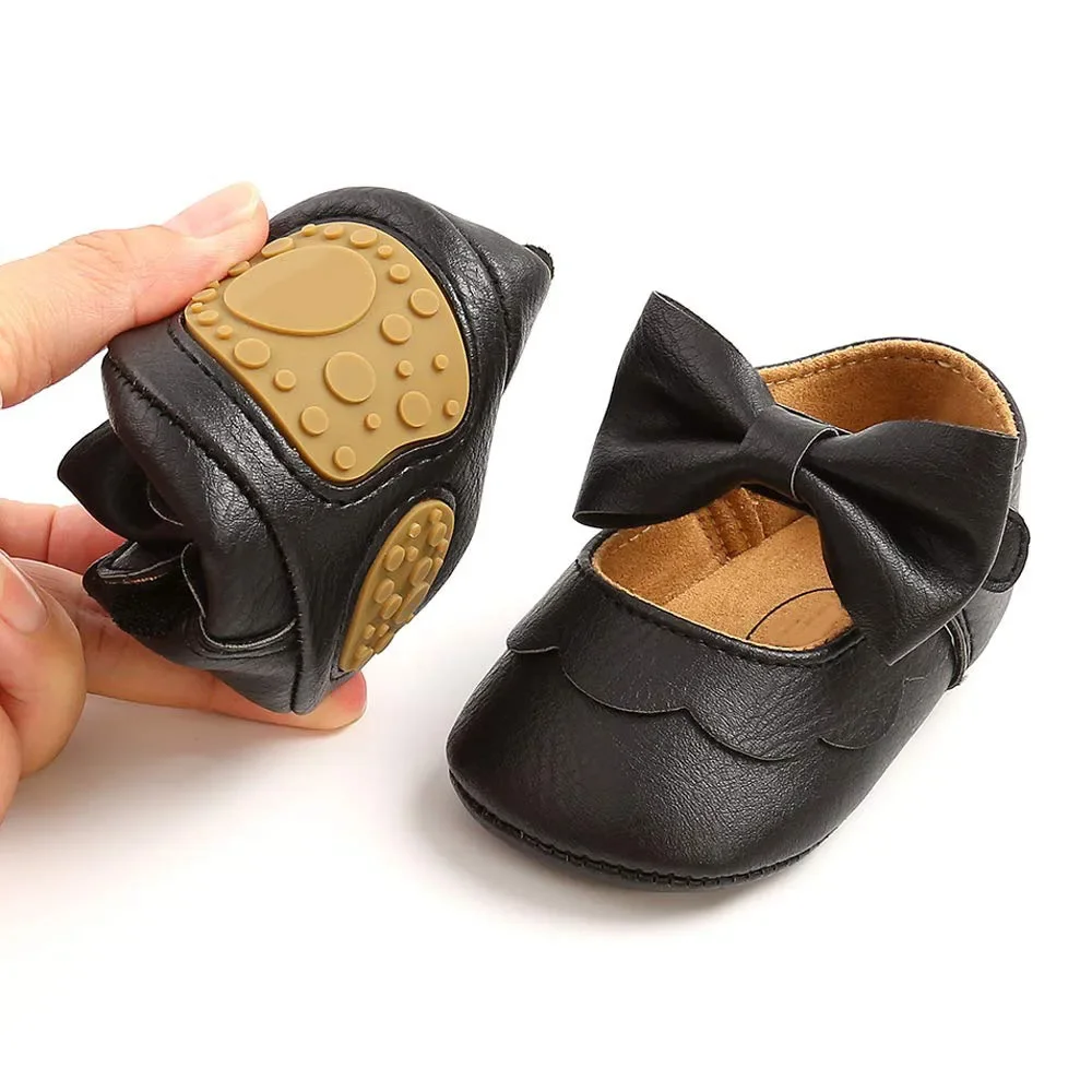 2024 Babymeisjes Mary Jane Flats Met Strik Strik Non-Slip Peuter Eerste Wandelaars Prinses Jurk Schoenen