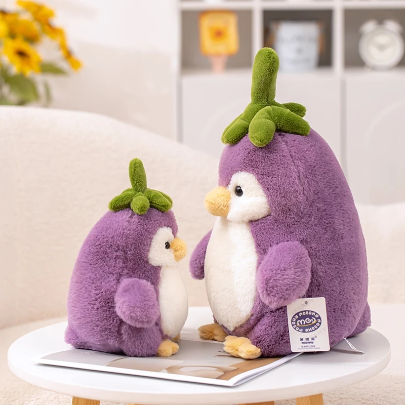 Creative Eggplant Penguin Plush Toys Cartoon Stuffed Animal Plant Penguins Babys Appease Doll for Girls Birthday Gift Home Decor