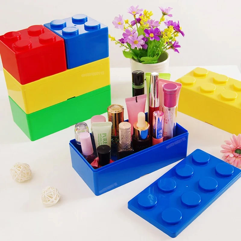 Building Blocks Storage Box Desktop Makeup Cosmetic Box Space Saving Office Storage Box for Jewelry Sundries Pen