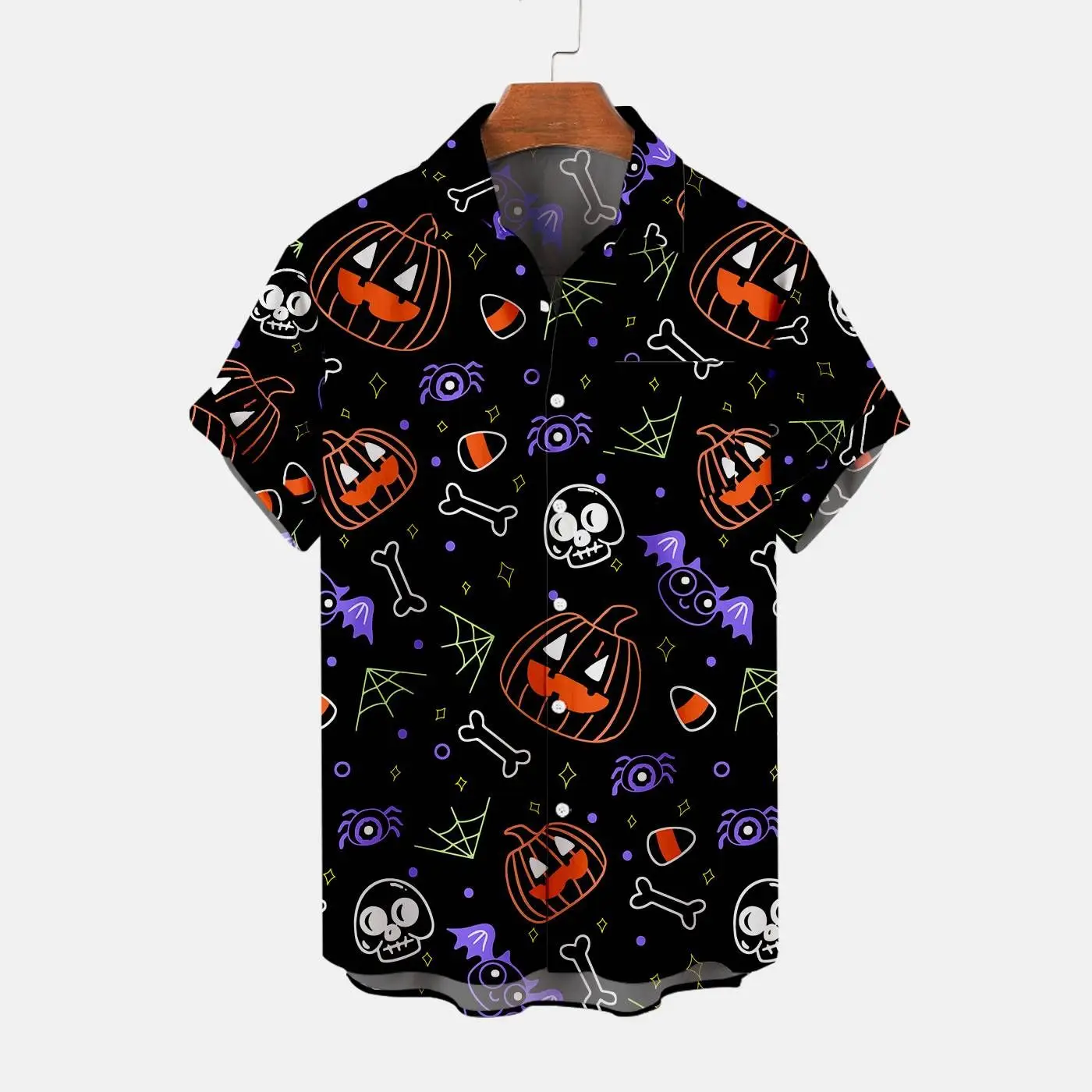 Men\'s Halloween Pumpkin Head Short Sleeved Shirts printed holiday shirt men\'s casual fashion autumn clothing New men\'s tops