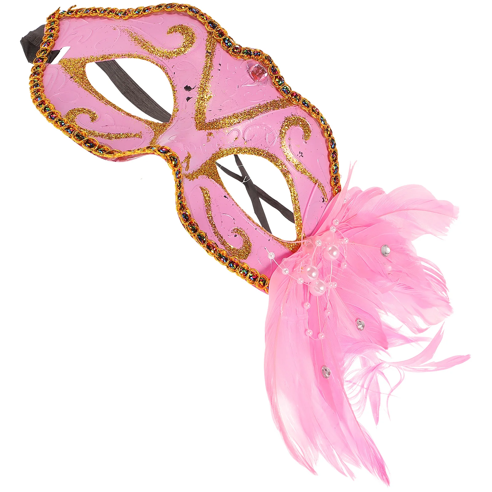 

Pink Half Face Mask Comfortable Fit Non-Deformation for Costume Masquerade Ball Latin Dance Party Princess Mask