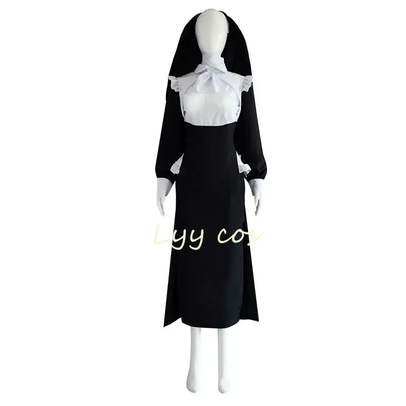 Special offer anime cosplay chowbie women sexy NUS uniform black dress scarf Halloween 4PCs nun costumes for women