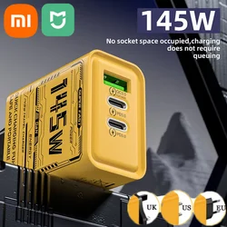 Xiaomi 145 W 3 Port Hızlı Şarj Cihazı USB Tip C Hızlı Cep Telefonu Şarj Cihazı AB ABD İngiltere Tak Şarj Adaptörü iPhone 16 Pro Samsung