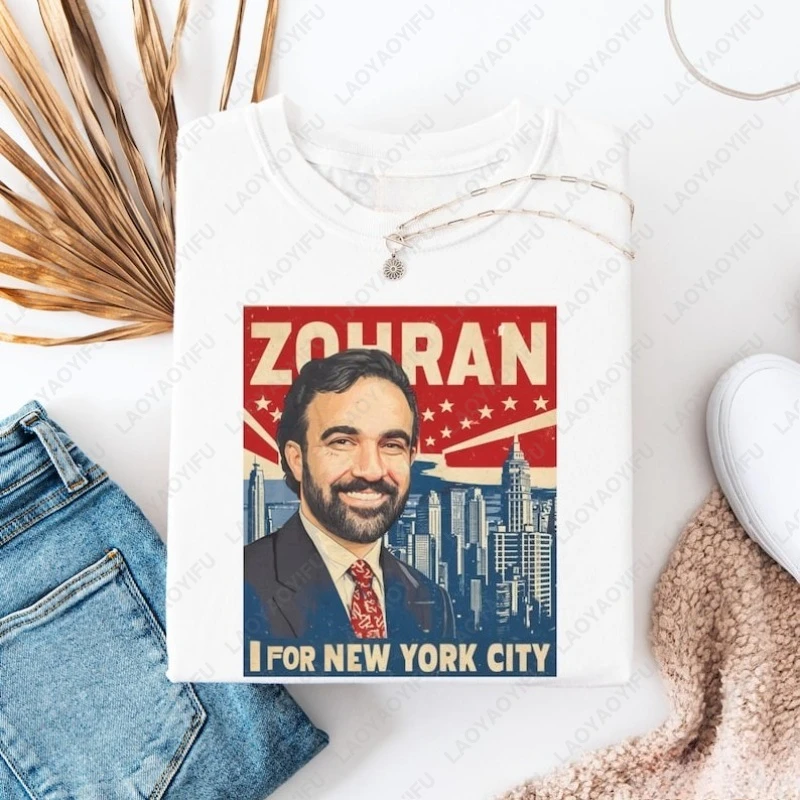 Koszulka Zohran dla NYC 2025, koszulki z grafiką Zohran Mamdani Mayor, modna, progresywna odzież codzienna, koszulka męska i damska, bawełniana koszulka