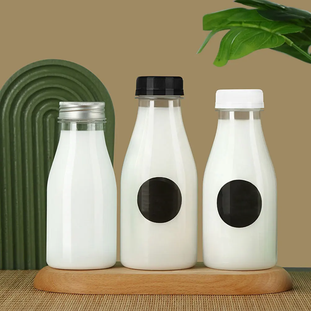 

10pcs Reusable Plastic Juice With Caps Leak-Proof Milk Containers Portable Drink Bottles For Gym Camping School Juice Storage