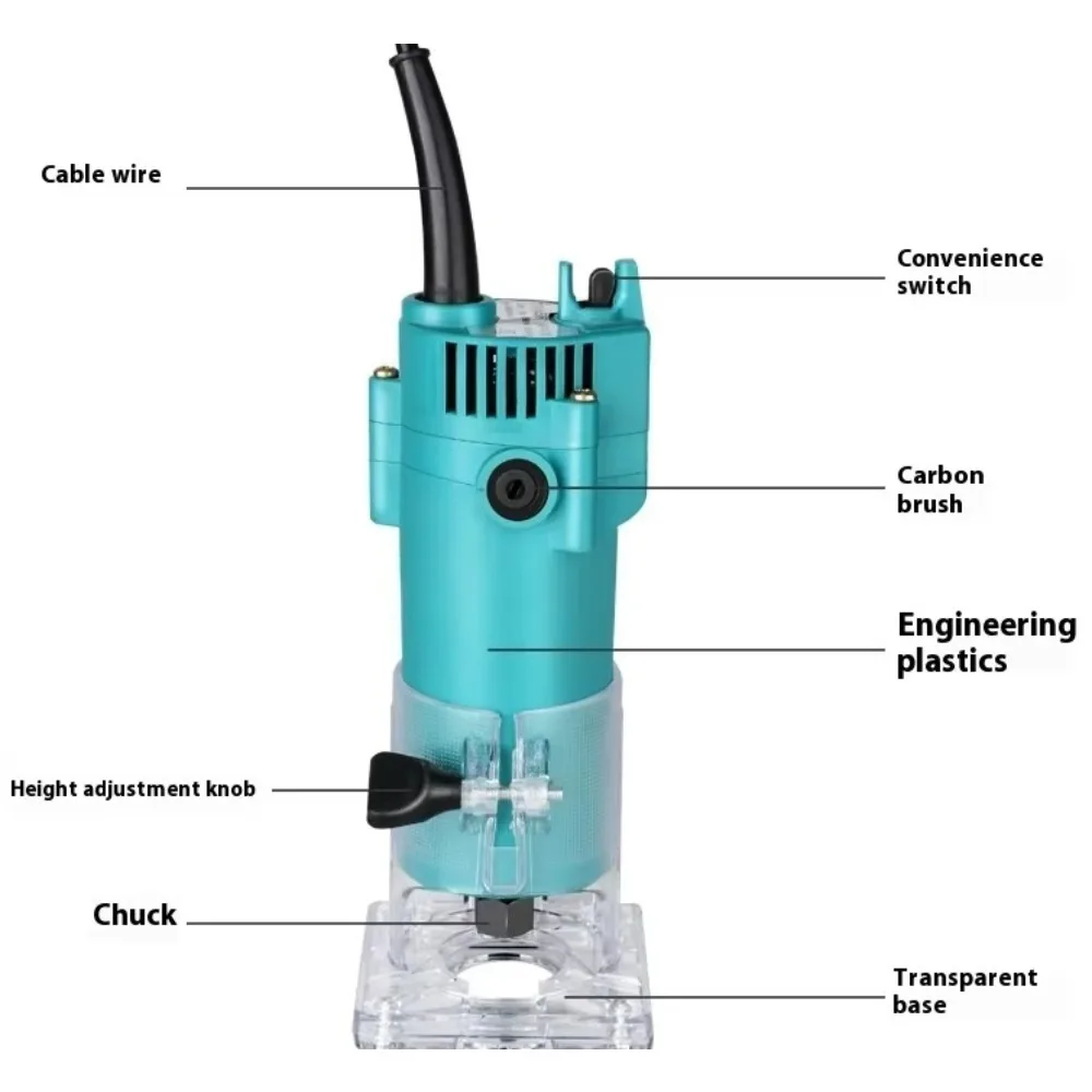 Woodworking Trimmer Router Engraving Hole Drilling Machine Multifunctional Aluminum Plastic Plate Grooving Tool