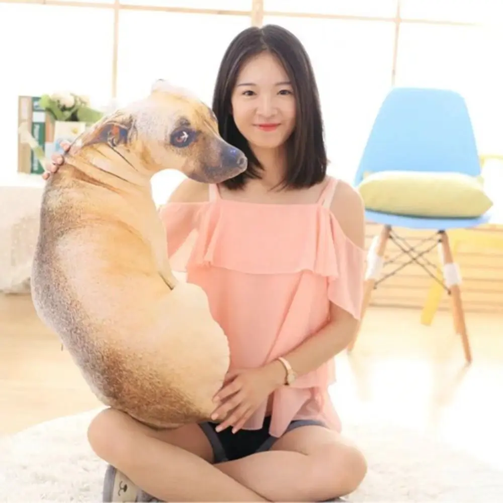 Hound-almohada de Animal realista 3D, almohada suave y creativa para perro, cojín de felpa para el hogar