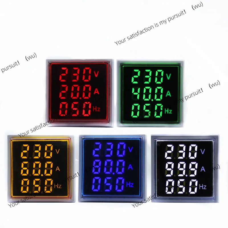 Square LED digital display three-digit display voltage current Hz meter combination meter indicator tester 22mm frequency meter