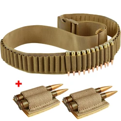 Tactical 50-Rounds Rifle Bullet Cartridge Bandolier Ammo Belt Sling with 2-Round Bullet Holder Patch for 308 Cal. 30-30 30-06