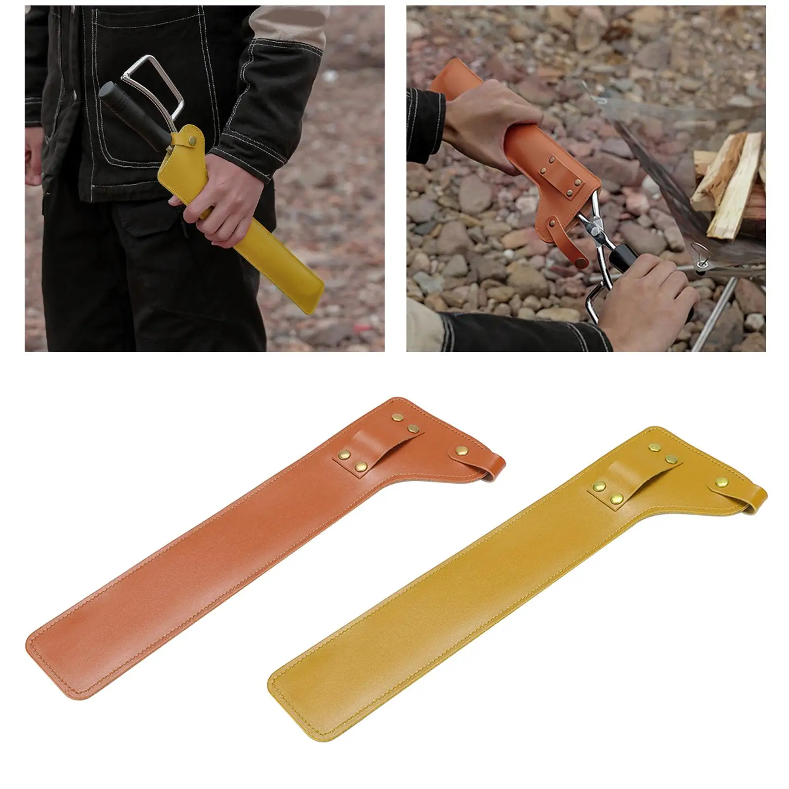 Protective Fireplace Tongs Leather Cover Case Fire Place Tools Accessories